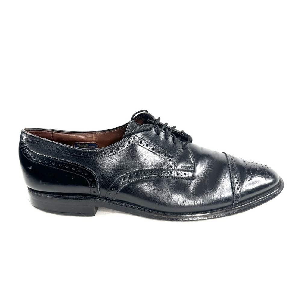 Allen Edmonds Rogue Men Size 10 Black Leather Wingtip Oxford Shoe Office Dress